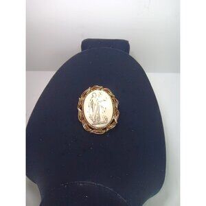 Antique Helen Of Troy Gold Tone Cameo Pendent Brooch Hattie Carnegie? Art Nouvea
